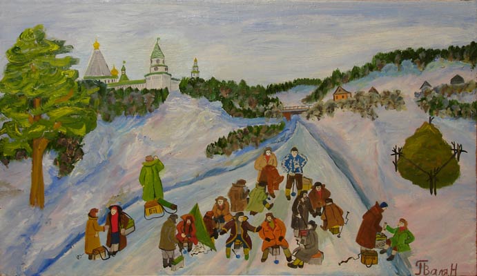 Петров Валентин Николаевич. Рыбный день. 2008. Холст, масло. 36 х 62,5